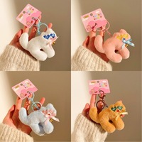 Porte-clés Monstre Mignon à Trois Yeux 2025, Pendentif Grand Yeux avec Broche Poupée Cheveux Longs, Petit Jouet en Peluche Monstre