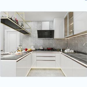 Mueble de <span class=keywords><strong>Cocina</strong></span> Modular en Forma de U de Lujo, Juego de Fregadero con Encimera de Mármol, Acabado Lacado Brillante, Personalizable, Ecológico, Diseño Moderno para el Hogar - Product Image 5
