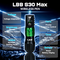 Stylo à batterie rechargeable double fonction LBB S30 MAX, machine à tatouer sans fil intelligente à course réglable