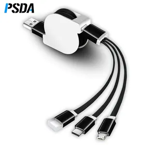 PSDA Kabel USB 3 Dalam 1 Isi Daya Portabel untuk Ponsel Huawei 3in1 Kabel Pengisi Daya Cepat Mikro USB Tipe C UNTUK Samsung