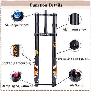 OEM/ODM BUCKLOS Horquilla 20 24 26 ”自行车零件脂肪自行车双冠下坡倒置悬架气压前叉 - Product Image 2