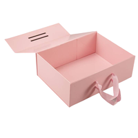 Boîte cadeau magnétique rigide pliable en stock, grande boîte en carton noir de luxe pour emballage de chaussettes, personnalisable avec poignée