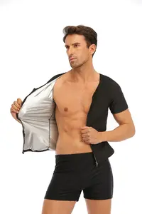 الرجال الساخن عرق ساونا T قميص التخسيس تجريب الوزن فقدان تانك الأعلى المحملة قمصان محدد شكل الجسم الرجال التي شيرت ساونا تأثير دعوى ملابس داخلية