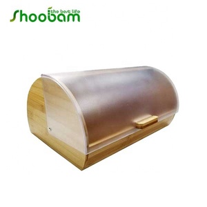 Di bambù Cibo Contenitore di Stoccaggio con Rolltop Copertura di <span class=keywords><strong>Plastica</strong></span> Bancone Della Cucina Scatola di Pane - Product Image 2