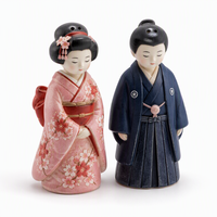 Vente en gros OEM Personnalisé Saladier et poivrière en céramique, figurine Kimono Japonais, peint à la main, récipient à épices de table