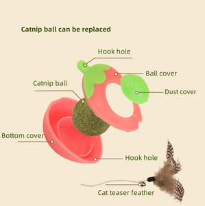 Nuova palla di erba gatta alla fragola che gira palla al gatto che lecca giocattoli divertenti per gatti - Product Image 3