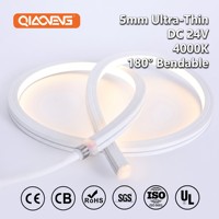 Bande néon en silicone basse tension 24V, éclairage latéral universel, flexible, IP68, 10W/m, 500lm/m, Ra80, pour signalétique de contour de bâtiment d'hôtel, 5m/rouleau, CE