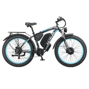 Bicicleta eléctrica de largo alcance, bici con Motor Dual de 2x1000W, neumático ancho de 26 pulgadas, Batería grande de 23AH, 2000W, almacén europeo