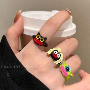 Anillo <span class=keywords><strong>de</strong></span> Monstruo Pequeño, Feo y Divertido <span class=keywords><strong>de</strong></span> Dibujos Animados, Joyería <span class=keywords><strong>de</strong></span> Moda al por Mayor, <span class=keywords><strong>Anillos</strong></span> Ajustables Abiertos para Mujer - Product Image 4
