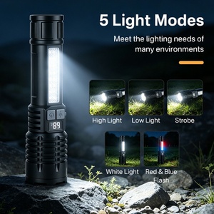 <span class=keywords><strong>Lampe</strong></span> torche <span class=keywords><strong>LED</strong></span> rechargeable portable, <span class=keywords><strong>puissante</strong></span>, tactique, zoomable, avec lumière de travail COB pour le camping - Product Image 2