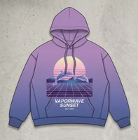 Sudadera con Capucha Personalizada Estilo Vaporwave, 400GSM, para Hombre, Estilo Urbano Americano, Degradado Pastel, Hombros Caídos, Felpa, Fabricación OEM/ODM