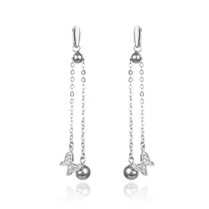 DiFeiYa wholesaler fashion 925 sterling silver jewelry butterfly zircon drop earring ear stud for women