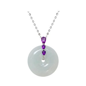 Collier pendentif donut en jadéite birmane naturelle de qualité A, en argent sterling 925, bijoux en cristal de jade conçus pour cadeau, vente en gros - Product Image 2