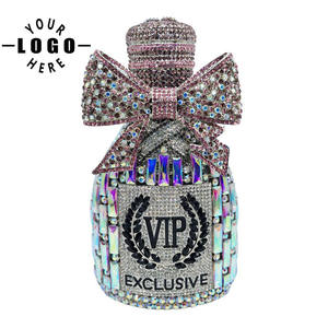 金弓香槟瓶离合器女婚礼奢华水晶水钻高品质9色麦穗图案舞会晚宴包 - Product Image 1