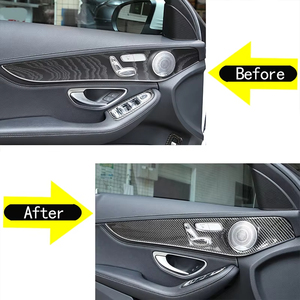 Fibre de carbone véritable pour <span class=keywords><strong>Mercedes</strong></span> Benz <span class=keywords><strong>Classe</strong></span> <span class=keywords><strong>C</strong></span> GLC <span class=keywords><strong>W205</strong></span> 2014-2020, garnitures de remplacement pour panneaux de décoration de portes intérieures, accessoires auto - Product Image 5