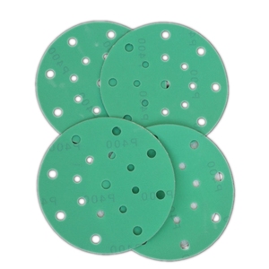Disque de ponçage Offre Spéciale de couleur verte de film de polyester de 5 et 6 pouces avec des trous - Product Image 1