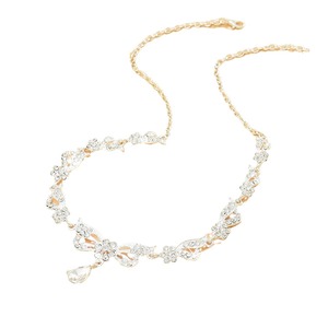 Elegante Juego de Collar y Pendientes de Pedrería de Alta Calidad, Glamour Nupcial Moderno con Material Principal de Aleación - Product Image 5