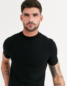 여름 베이직 티셔츠 뛰어난 신축성 머슬핏 무지 블랙 폴리에스터 티셔츠 - Product Image 2