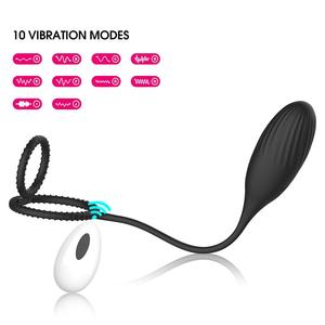 <span class=keywords><strong>Vibratore</strong></span> Anale con Doppi Anelli per il Pene Massaggiatore <span class=keywords><strong>Prostatico</strong></span> con Telecomando, Plug Anale con 10 Modalità di Vibrazione per Uomo - Product Image 3