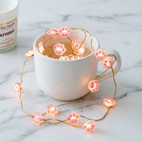 Guirlande lumineuse LED Patte de chat mignonne, alimentée par piles, rose, pour chambre d'enfant, fête, maison, anniversaire