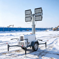 Tour d'éclairage mobile LED rechargeable haute luminosité pour travaux routiers, tour d'éclairage solaire LED, tour d'éclairage à ballon