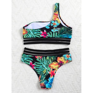 Traje de Baño de Dos Piezas Personalizado al por Mayor con Logotipo OEM, Etiqueta Privada, Top Africano de Un Hombro con Estampado, Ropa de Playa para Mujer, Bikini Personalizado - Product Image 5