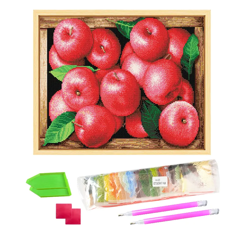 Vente en gros directe de peintures au diamant 5d nature morte kit de peinture au diamant Diy Red Apple Peintures au diamant personnalisées pour les enfants