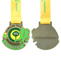 Médailles de sublimation en laiton plaqué émail 3D, médailles de marathon avec logo et lettres, médailles de course à pied à une face avec ruban