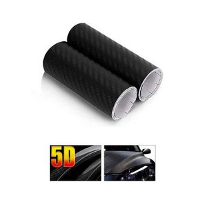 2 rotoli pellicola adesiva in fibra di carbonio involucro nero per auto e moto 13cm x 500cm effetto 5D-auto e moto/auto - Product Image 3