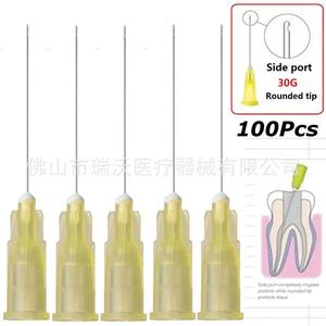Puntas de aguja para irrigación dental, 30G, punta redonda, puerto lateral para cuidado bucal, 100 unidades - Product Image 1