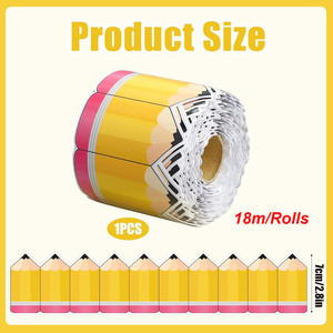 Kejie Rotolo di Adesivi Decorativi Impermeabili Gialli da 18m per Bordi Lavagna, Decorazione per Aula, Armadietti e Scrivanie - Product Image 2