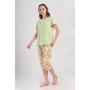 Pijama de mujer con cuello redondo y manga corta, estilo capri ovalado - Product Image 4