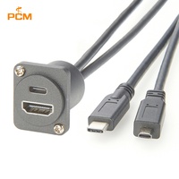 Cable de Salida Dual USB-C con Interfaz Multimedia de Alta Definición USB3.1 para Montaje en Panel
