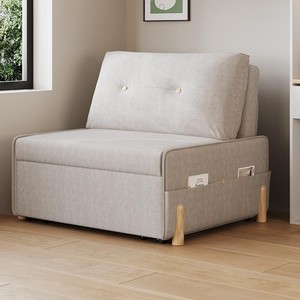 TCX Minimalist <b>Fabric</b> <b>Sofa</b> Bed One Seat Tufted Back Armless Wood Legs Living Room Furniture with Foam Filling - Product Image 2
