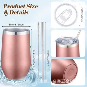 Stainless Steel Tumbler 16oz Eggshell Shape <b>Double</b> <b>Wall</b> Insulated With Straw For Party Outdoor Use - Product Image 2