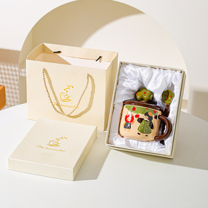 Tasse en céramique rétro motif Fille et Pommier, compatible micro-ondes, design esthétique, pour bureau, eau, café, coffret cadeau - Product Image 6