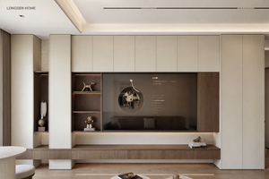 Meuble <span class=keywords><strong>TV</strong></span> mural de luxe moderne pour salon, unité de divertissement personnalisée, mobilier complet pour la maison - Product Image 2