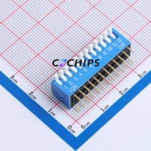 DL-12LT DIP Switch Through hole Component (THT),P=2.54mm Switch Piano Key Single Pole Single Throw 12 2.54mm - Product Image 1