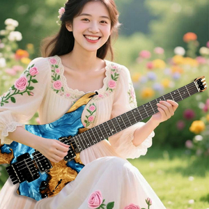 <span class=keywords><strong>Guitarra</strong></span> eléctrica con luz brillante, <span class=keywords><strong>guitarra</strong></span> eléctrica de alta calidad, fábrica OEM ODM, puente pequeño de doble traste - Product Image 1