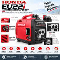 Générateur d'électricité portable à essence SCDC Hondas EU22i EU22IT 2,2 kW, 230 V 50 Hz, moteur GXR120T pour l'alimentation électrique en camping