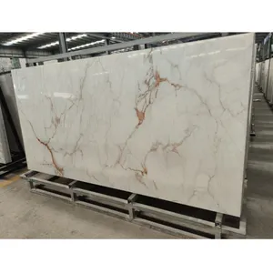 Wholesale Polished 2400 X 1200 X 9 Mm Sintered Calcutta Gold Stone Slabs For Indoor Wall
