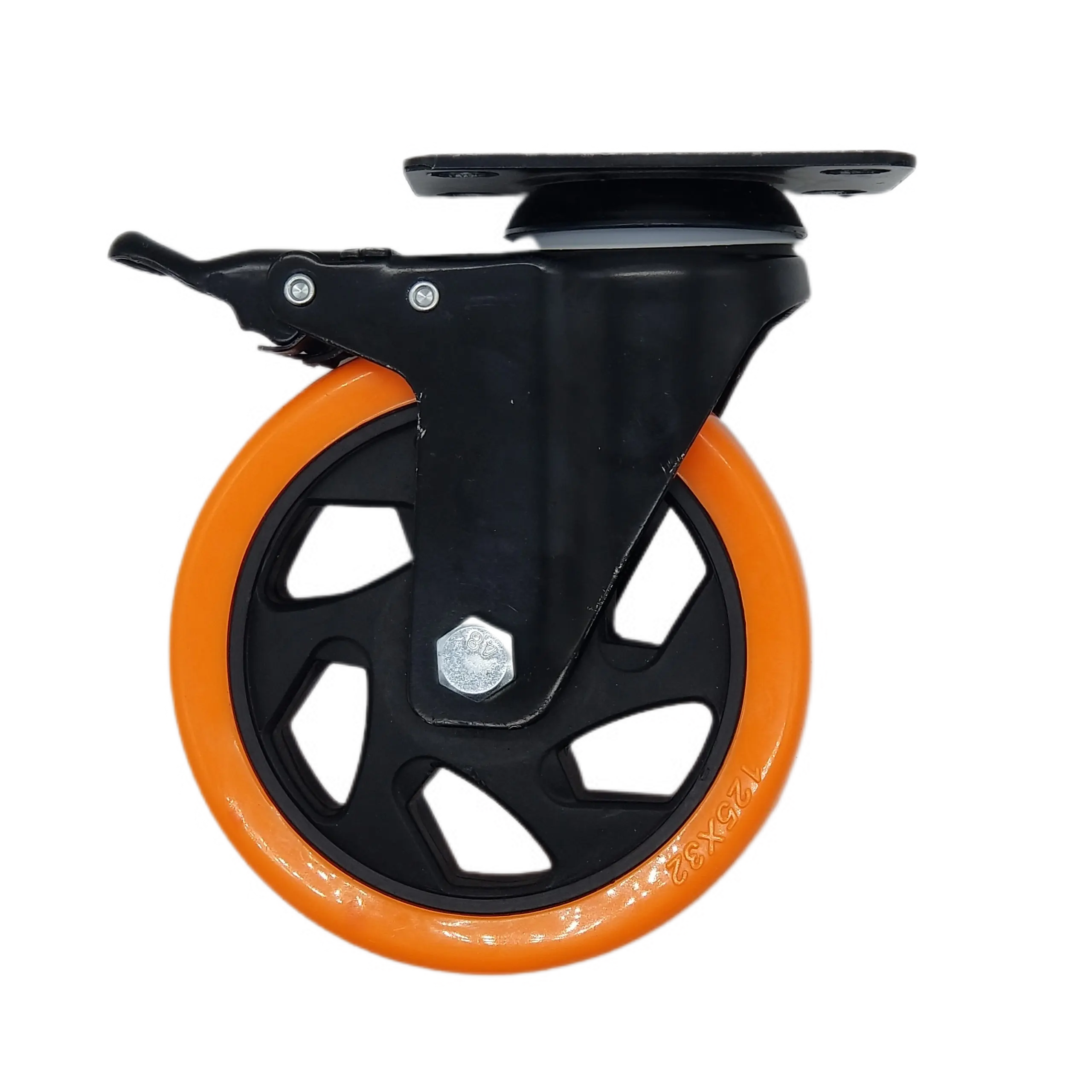 Factory SuPPly 4 Inch Flat Bottom Universal Brake Orange Adapter 360 Degree Caster For Move Furniture