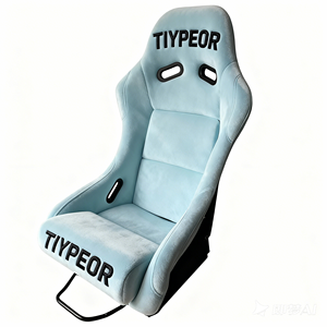 Asientos de Carreras de Coche Ajustables de Tela Azul Reclinables Tipo Baquet Deportivos Universales - Product Image 2