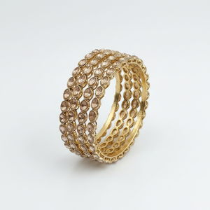 Gold Plated Fashion Jewelry <b>Set</b> Elegant <b>Crystal</b> Stone Bangles - Product Image 2