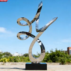 Sculpture abstraite moderne en acier inoxydable poli miroir YOUFINE pour jardin - Product Image 3