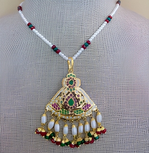Ensemble de collier Jadau plaqué or de qualité supérieure exclusif avec boucles d'oreilles pour mariage et collection de vêtements de fête pour femmes - Product Image 3