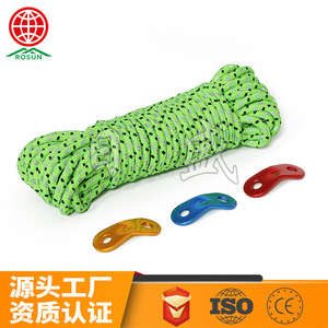 Ronsun 4Mm Fluorescent Green Reflective Tent <b>Rope</b> Outdoor <b>Guy</b> Lines With Aluminum <b>Rope</b> Clips - Product Image 3