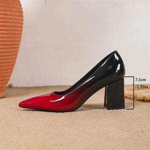 <span class=keywords><strong>Scarpe</strong></span> Eleganti da Donna con <span class=keywords><strong>Tacco</strong></span> Largo e Punta Affusolata, Slingback Lucido Sfumato <span class=keywords><strong>Bordeaux</strong></span> Blu, per Feste Serale e Ufficio - Product Image 5