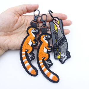 Customizable Souvenir Pet Memorial Animals Shape Cute Keychain Charms Dinosaur Towel Embroidery Embroidered Knitting Keychain