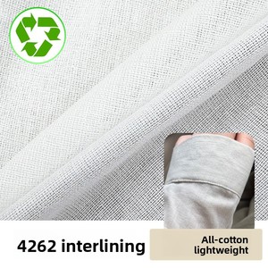 Entretela de tela 100% algodón suave y delgada para cuellos y puños de camisa, adhesivo de una sola cara, negro, blanco natural, blanqueado. - Product Image 1
